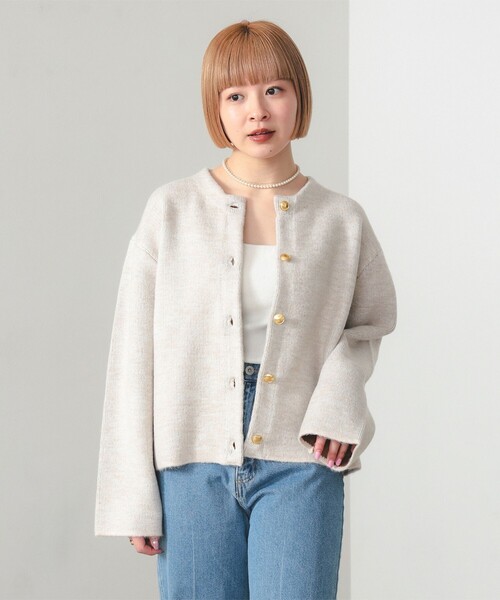 ダブルフェイス クルーニット カーディガン（カーディガン/ボレロ