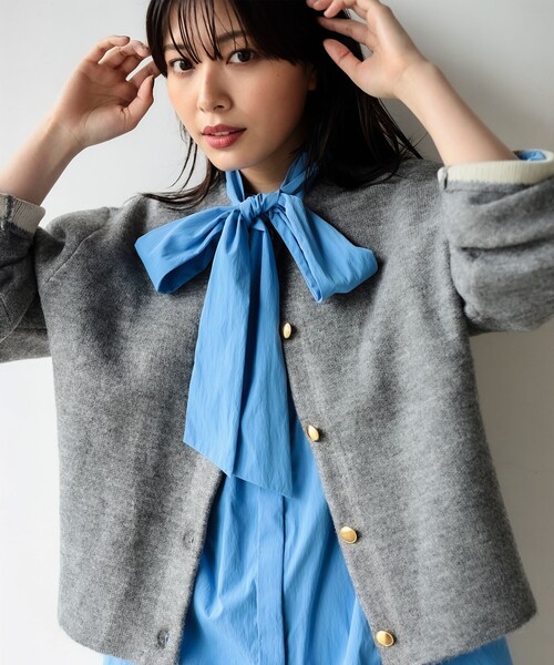 BEAMS HEART(ビームスハート)の「ダブルフェイス クルーニット カーディガン(カーディガン/ボレロ・レディース・グレー/ホワイト系その他5/ネイビー/オフホワイト/インディゴブルー/ホワイト系その他4/グレー系その他/ブルー系その他4・FREE)」の11枚目の写真