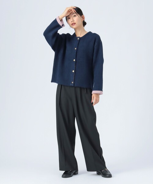 BEAMS HEART(ビームスハート)の「ダブルフェイス クルーニット カーディガン(カーディガン/ボレロ・レディース・グレー/ホワイト系その他5/ネイビー/オフホワイト/インディゴブルー/ホワイト系その他4/グレー系その他/ブルー系その他4・FREE)」の13枚目の写真