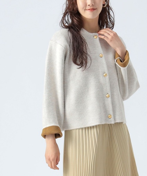 ダブルフェイス クルーニット カーディガン（カーディガン