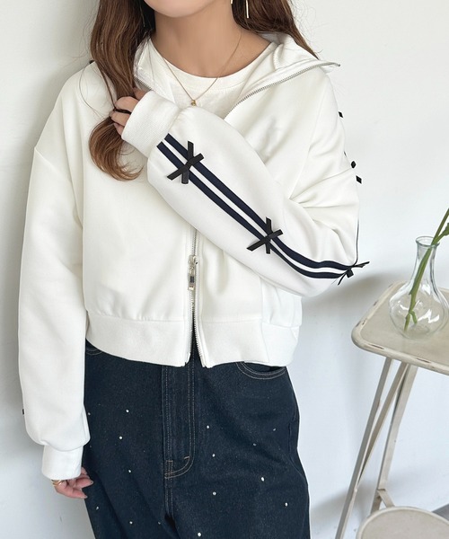 apres jour（アプレジュール）の「リボントラックジャケット【ZOZOTOWN限定】（その他トップス・レディース・オフホワイト/ネイビー・フリー/X-LARGE）」の16枚目の写真