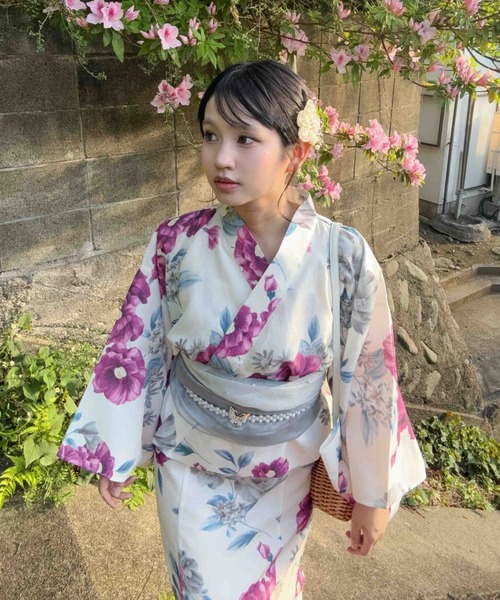 ワンピース浴衣3点セット（キャミワンピース＋羽織り＋兵児帯）　Mサイズ セール】◎花柄2wayセパレート浴衣 3点セット(キャミワンピース