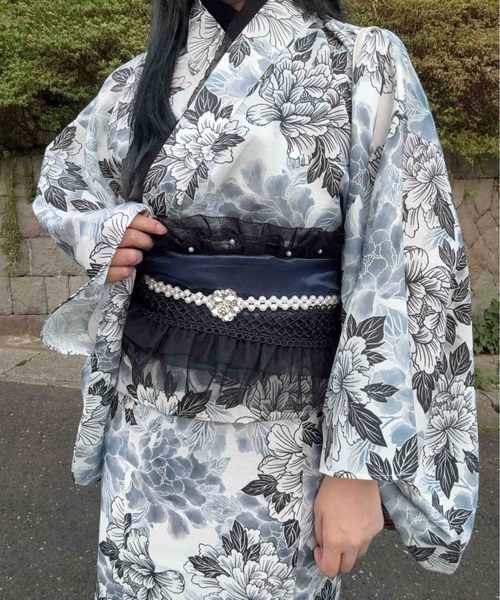 ◎花柄2wayセパレート浴衣 3点セット(キャミワンピース・羽織り