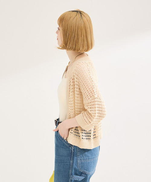 B.C STOCK（ベーセーストック）の「透かし柄ZIPカーディガン