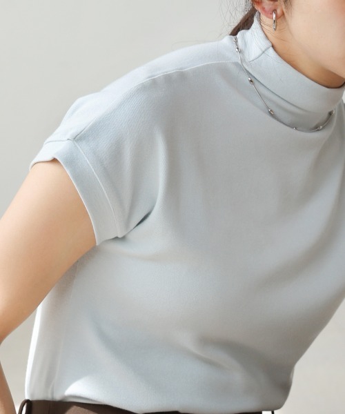 Bou Jeloud(ブージュルード)の「フレンチスリーブスムージーTシャツ(Tシャツ/カットソー・レディース・チャコールグレー/ブラック/アイボリー/サックスブルー/ピンク・FREE)」の19枚目の写真