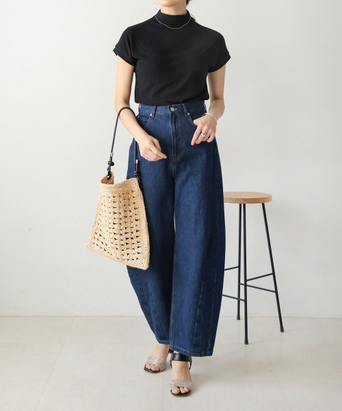 Bou Jeloud(ブージュルード)の「フレンチスリーブスムージーTシャツ(Tシャツ/カットソー・レディース・チャコールグレー/ブラック/アイボリー/サックスブルー/ピンク・FREE)」の16枚目の写真