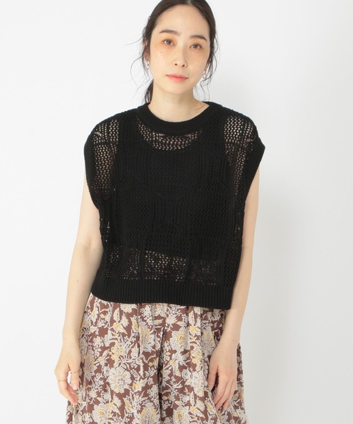 studio CLIP（スタディオクリップ）の「7ゲージ着丈選べる透かし編みベスト（ベスト・レディース・ベージュ/オフホワイト/ブラック・LARGE/MEDIUM）」の15枚目の写真