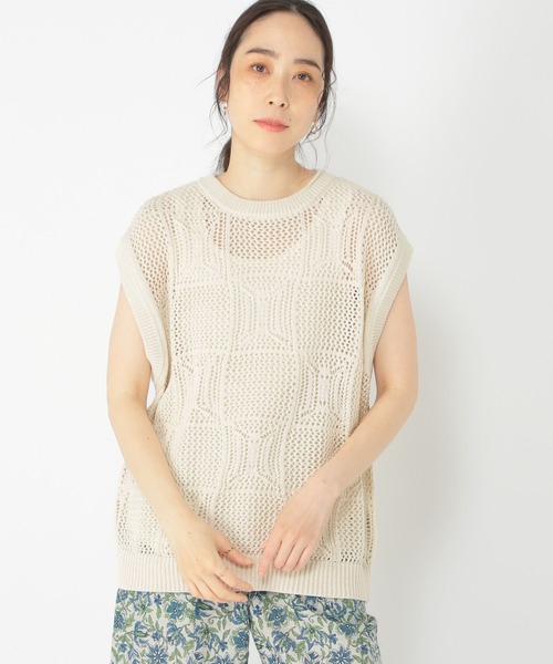 studio CLIP（スタディオクリップ）の「7ゲージ着丈選べる透かし編みベスト（ベスト・レディース・ベージュ/オフホワイト/ブラック・LARGE/MEDIUM）」の19枚目の写真