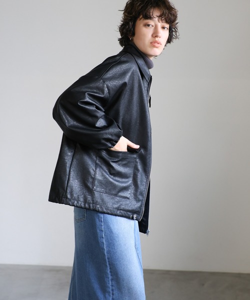 select MOCA(セレクトモカ)の「ファー襟付フェイクレザーブルゾン(ブルゾン・レディース・ブラック/グレイッシュベージュ・FREE)」の6枚目の写真