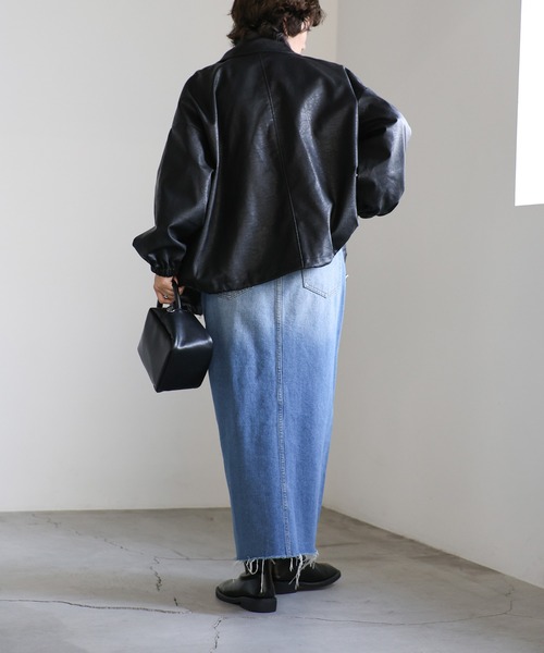 select MOCA(セレクトモカ)の「ファー襟付フェイクレザーブルゾン(ブルゾン・レディース・ブラック/グレイッシュベージュ・FREE)」の12枚目の写真