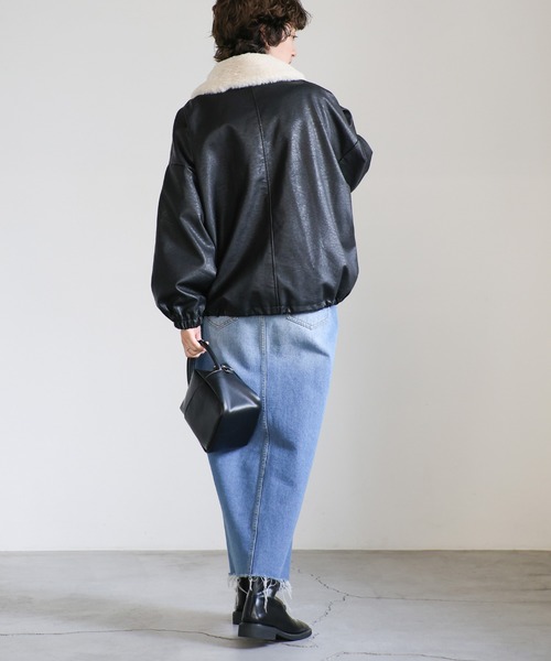 ファー襟付フェイクレザーブルゾン（ブルゾン）｜select MOCA