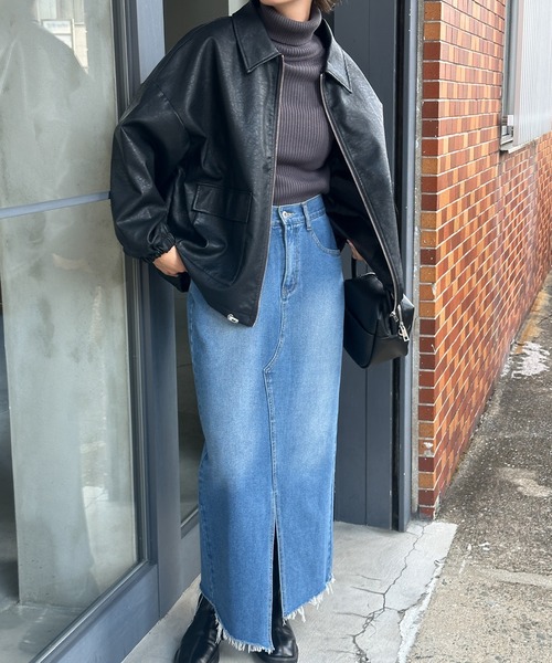 select MOCA(セレクトモカ)の「ファー襟付フェイクレザーブルゾン(ブルゾン・レディース・ブラック/グレイッシュベージュ・FREE)」の20枚目の写真