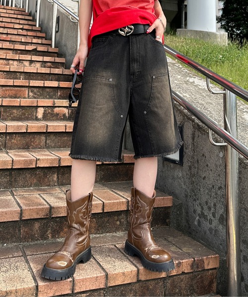 sedacle(セダクル)の「アソートダブルニーハーフパンツ(デニムパンツ・メンズ・ブラック/グレー/ブルー/インディゴブルー・MEDIUM/LARGE/SMALL)」の5枚目の写真