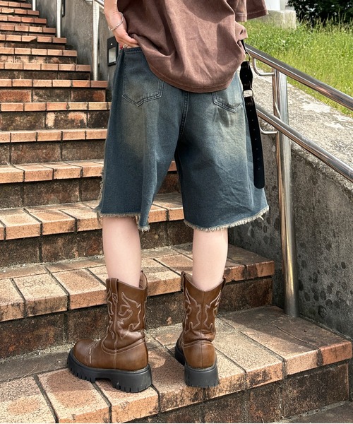 sedacle（セダクル）の「アソートダブルニーハーフパンツ（デニム