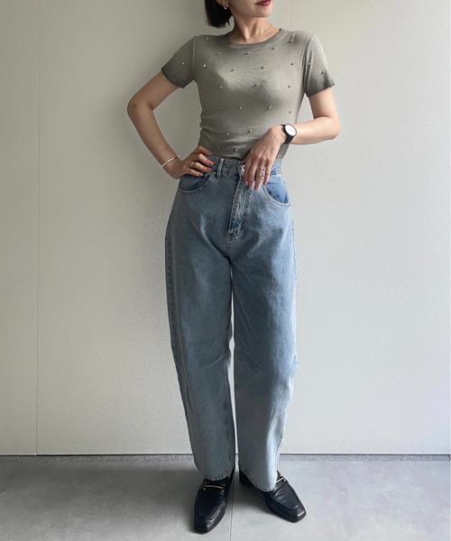 ap retro（アプレトロ）の「ラインストーンちびＴシャツ（Tシャツ/カットソー・レディース・ピンク/グレー/ブラック・FREE）」の6枚目の写真