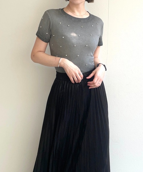 ap retro（アプレトロ）の「ラインストーンちびＴシャツ（Tシャツ/カットソー・レディース・ピンク/グレー/ブラック・FREE）」の8枚目の写真