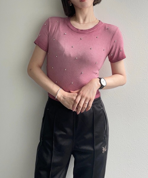 ap retro（アプレトロ）の「ラインストーンちびＴシャツ（Tシャツ/カットソー・レディース・ピンク/グレー/ブラック・FREE）」の11枚目の写真