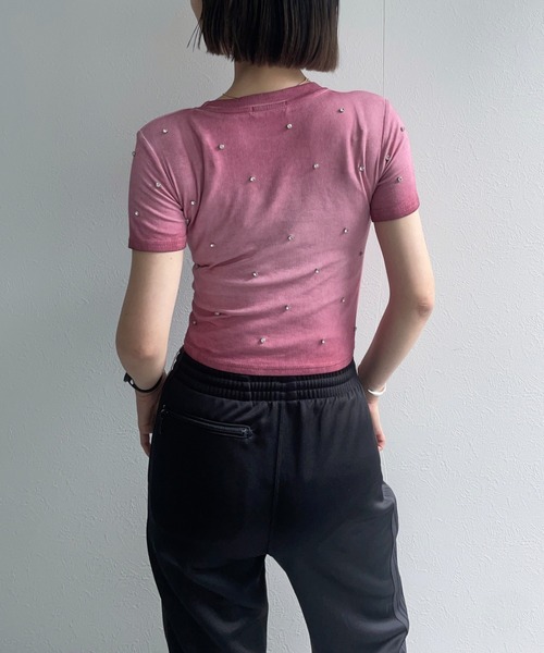 ap retro（アプレトロ）の「ラインストーンちびＴシャツ（Tシャツ/カットソー・レディース・ピンク/グレー/ブラック・FREE）」の12枚目の写真