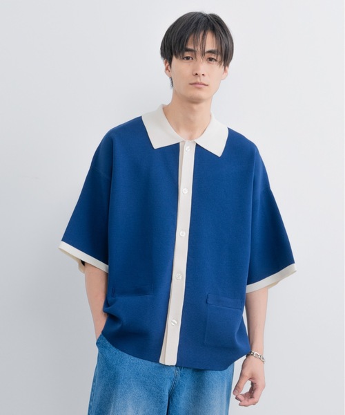 SINSS（シンス）の「Loose fit knit polo shirt / ルーズフィットニットポロシャツ（半袖）（ポロシャツ・メンズ・レッド/ブラック/ブルー・MEDIUM/LARGE）」の6枚目の写真