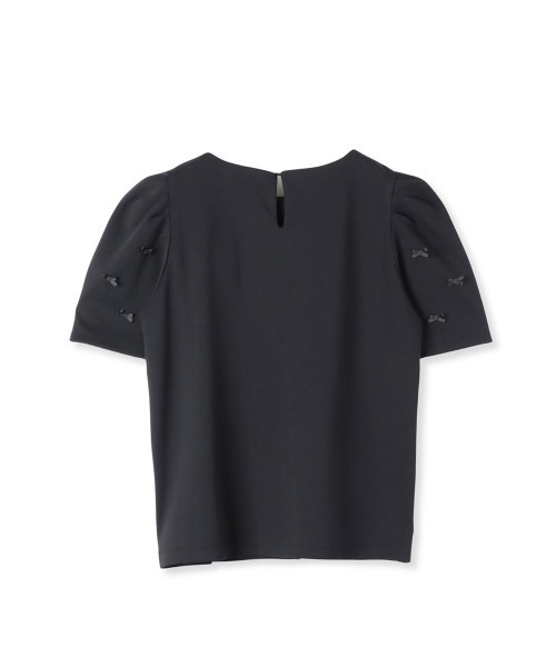 QUEENS COURT(クイーンズコート)の「袖リボンモチーフトップス≪洗濯機で洗える≫(Tシャツ/カットソー・レディース・ホワイト/ブラック・M)」の4枚目の写真