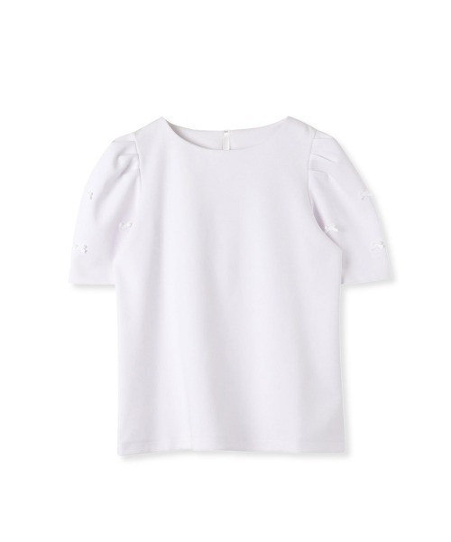 QUEENS COURT(クイーンズコート)の「袖リボンモチーフトップス≪洗濯機で洗える≫(Tシャツ/カットソー・レディース・ホワイト/ブラック・M)」の15枚目の写真