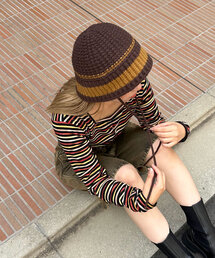 CIAOPANIC | 【2024AW】ボーダーニットバケットハット(ニットキャップ/ビーニー)