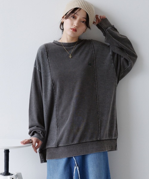 RAGEBLUE（レイジブルー）の「リメイク風/ドッキングピグメントスウェット（スウェット・レディース・アイボリー/ブルー/スミクロ・FREE）」の2枚目の写真