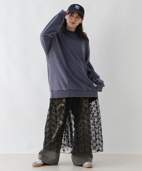 RAGEBLUE（レイジブルー）の「リメイク風/ドッキングピグメントスウェット（スウェット・レディース・アイボリー/ブルー/スミクロ・FREE）」の9枚目の写真