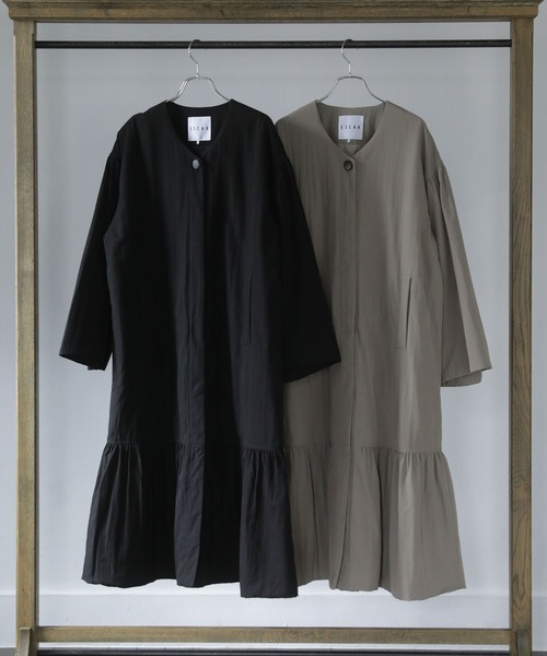 ESCAR（エスカー）の「■ESCAR　パディングロングコート（その他アウター・レディース・ブラック/グレイッシュベージュ・FREE）」の9枚目の写真