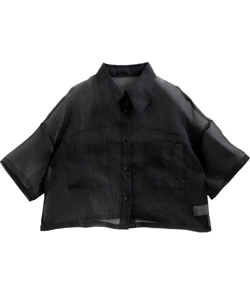 nouvellemoi(ヌーベルモイ)の「ショート丈シアーシャツ(シャツ/ブラウス・レディース・ブラック/グレー/ナチュラル・M)」の18枚目の写真