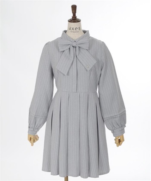 axes femme（アクシーズファム）の「リボン付きプリーツミニワンピース（ワンピース・レディース・グレー/ネイビー/ホワイト・FREE）」の20枚目の写真