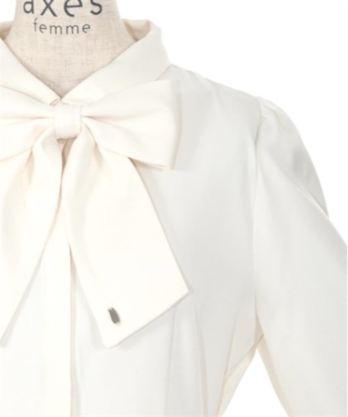 axes femme（アクシーズファム）の「リボン付きプリーツミニワンピース（ワンピース・レディース・グレー/ネイビー/ホワイト・FREE）」の11枚目の写真