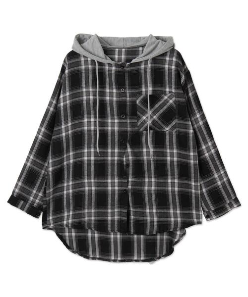 WEGO（ウィゴー）の「WEGO/フード付きチェックネルシャツ（シャツ