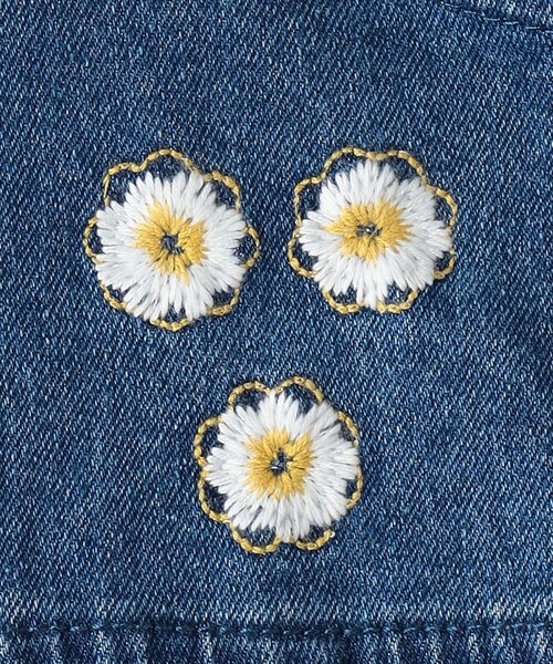 green label relaxing（グリーンレーベルリラクシング）の「TJ ノーカラー デニム ジャケット EMB  / キッズ  100cm-130cm - ストレッチ -（デニムジャケット・キッズ・ブラック/コバルトブルー・120cm/130cm/100cm/110cm）」の8枚目の写真