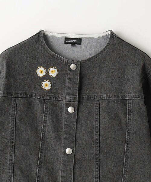 green label relaxing（グリーンレーベルリラクシング）の「TJ ノーカラー デニム ジャケット EMB  / キッズ  100cm-130cm - ストレッチ -（デニムジャケット・キッズ・ブラック/コバルトブルー・120cm/130cm/100cm/110cm）」の13枚目の写真