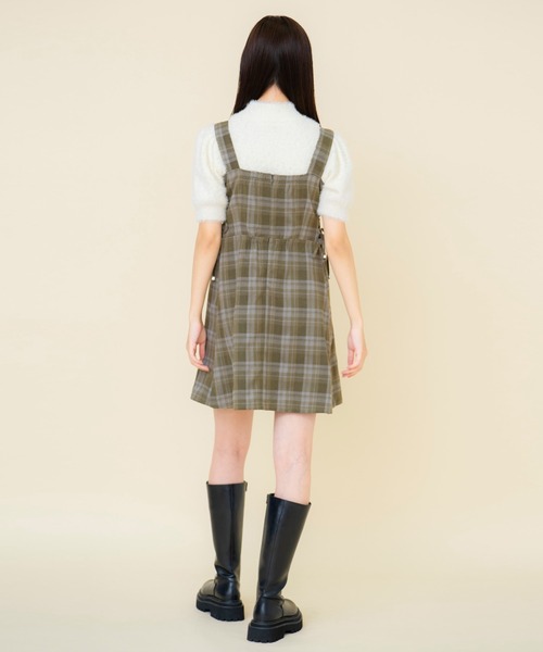 REDYAZEL（レディアゼル）の「【セットアップ可能】チェックドロストミニワンピース（ワンピース・レディース・グレー/グリーン/ブラウン・SMALL/MEDIUM）」の5枚目の写真