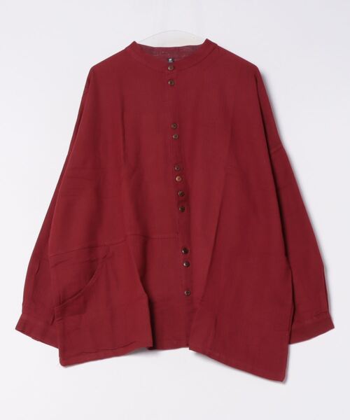 チャイハネ(チャイハネ)の「【チャイハネ】コットンヘリンボーン バンドカラーMEN'Sシャツ(シャツ/ブラウス・メンズ・ホワイト/ターコイズブルー/レッド/キャメル/ブラック・FREE)」の5枚目の写真