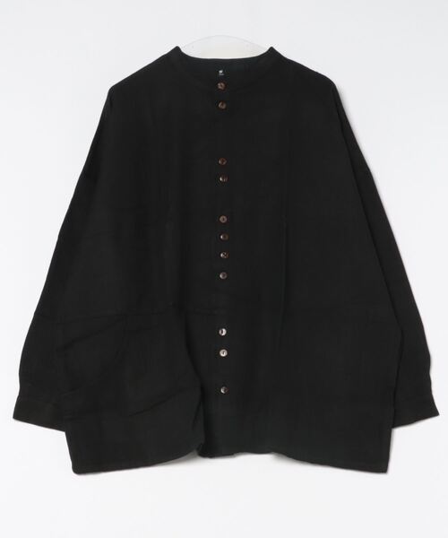 【チャイハネ】コットンヘリンボーン バンドカラーMEN'Sシャツ（シャツ/ブラウス）｜チャイハネ（チャイハネ）