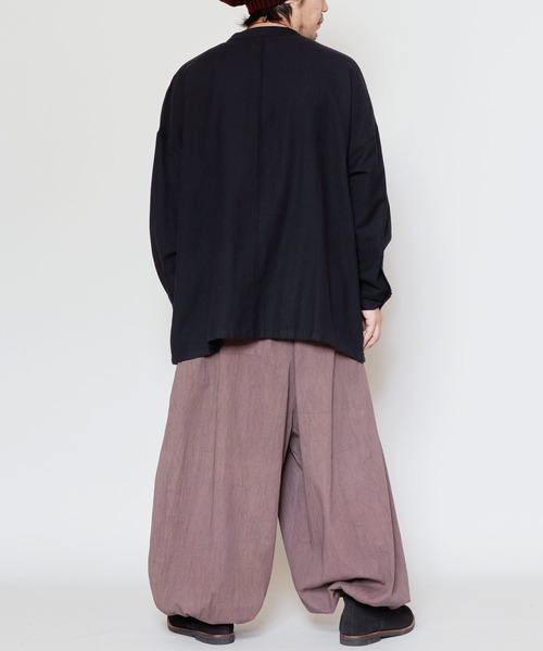 【チャイハネ】コットンヘリンボーン バンドカラーMEN'Sシャツ（シャツ/ブラウス）｜チャイハネ（チャイハネ）