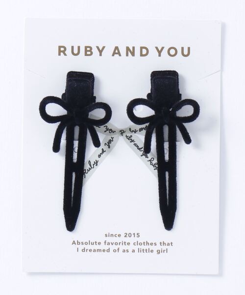 RUBY AND YOU（ルビーアンドユー）の「［select］フロッキーリボンヘアピン 2個セット（ヘアピン・レディース・ブラック/レッド・FREE）」の5枚目の写真