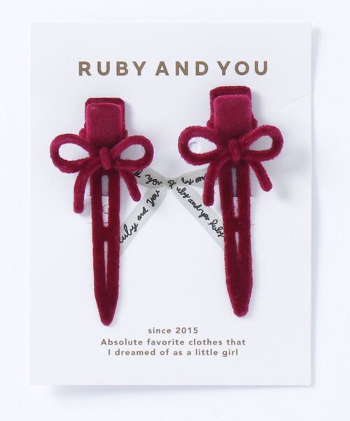 RUBY AND YOU（ルビーアンドユー）の「［select］フロッキーリボンヘアピン 2個セット（ヘアピン・レディース・ブラック/レッド・FREE）」の6枚目の写真