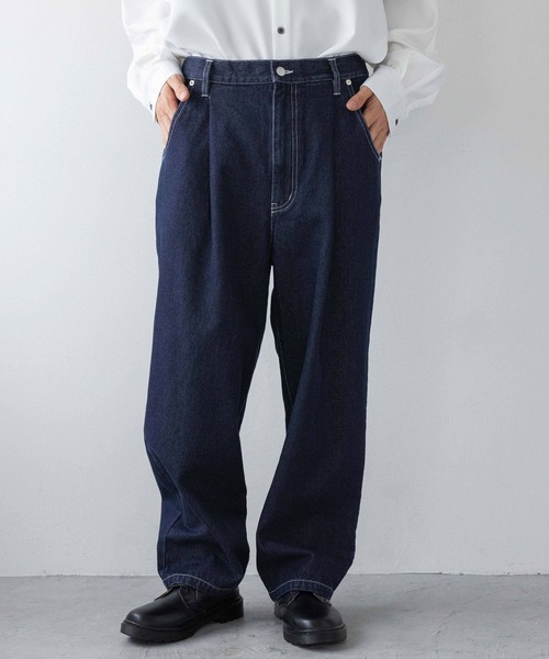 LOWRYS FARM（ローリーズファーム）の「デニムワイドパンツ　250517（デニムパンツ・メンズ・ネイビー/ブラック・MEDIUM/LARGE）」の2枚目の写真