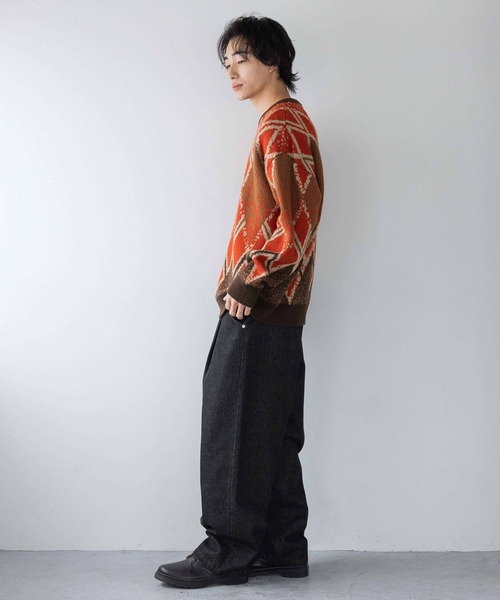 LOWRYS FARM（ローリーズファーム）の「デニムワイドパンツ　250517（デニムパンツ・メンズ・ネイビー/ブラック・MEDIUM/LARGE）」の12枚目の写真