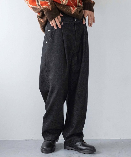 LOWRYS FARM（ローリーズファーム）の「デニムワイドパンツ　250517（デニムパンツ・メンズ・ネイビー/ブラック・MEDIUM/LARGE）」の14枚目の写真