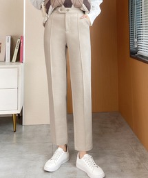 裏起毛 ピンタックテーパードパンツ 暖パン