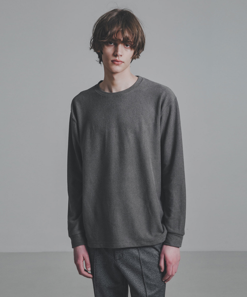 ABAHOUSE GRAY(アバハウスグレイ)の「【起毛スムース】パウダーストレッチ クルーネック カットソー(Tシャツ/カットソー・メンズ・モカ/ブラック/グレイッシュベージュ/ホワイト/チャコールグレー・46/48)」の4枚目の写真