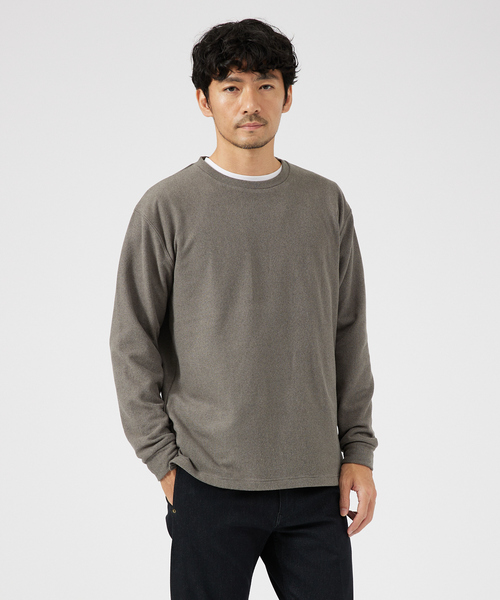 ABAHOUSE GRAY(アバハウスグレイ)の「【起毛スムース】パウダーストレッチ クルーネック カットソー(Tシャツ/カットソー・メンズ・モカ/ブラック/グレイッシュベージュ/ホワイト/チャコールグレー・46/48)」の9枚目の写真