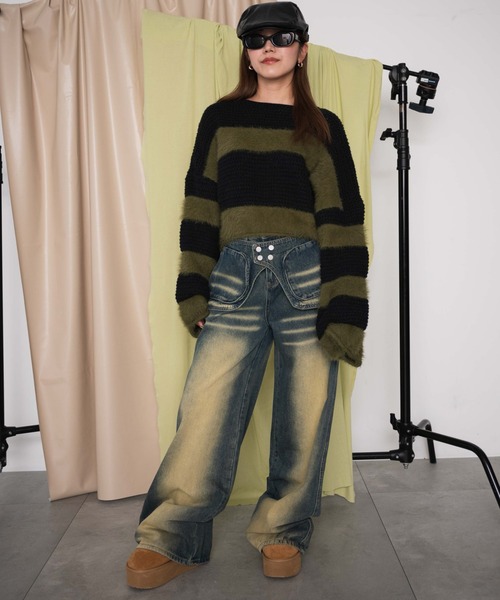 dispark（ディスパーク）の「DISPARK/ラップブラストフレアデニム（デニムパンツ・レディース・ブラック/ブルー系1・MEDIUM/SMALL）」の4枚目の写真