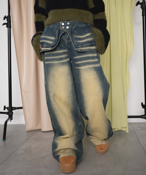 dispark（ディスパーク）の「DISPARK/ラップブラストフレアデニム（デニムパンツ・レディース・ブラック/ブルー系1・MEDIUM/SMALL）」の9枚目の写真