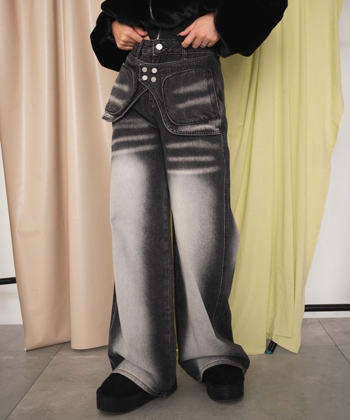 dispark（ディスパーク）の「DISPARK/ラップブラストフレアデニム（デニムパンツ・レディース・ブラック/ブルー系1・MEDIUM/SMALL）」の5枚目の写真